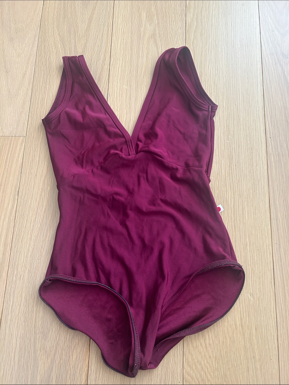 Yumiko burgundy v neck leotard